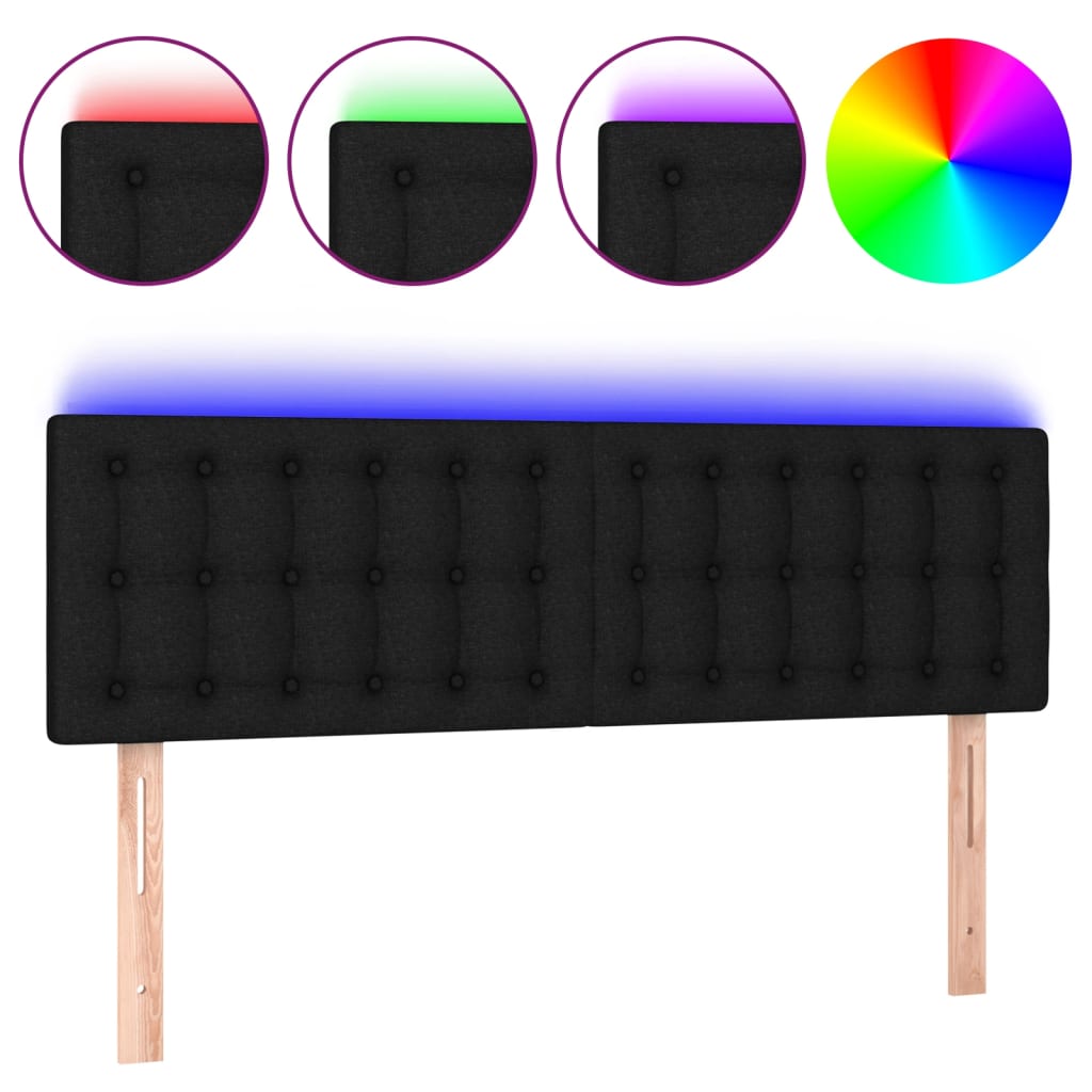 LED uzglavlje crno 144x5x78/88 cm od tkanine