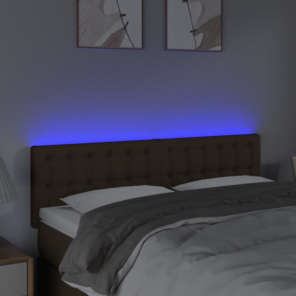 LED uzglavlje tamnosmeđe 144x5x78/88 cm od tkanine