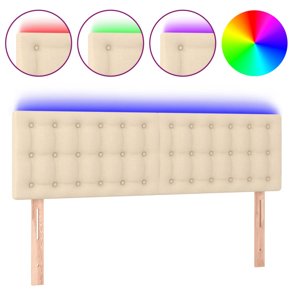LED uzglavlje krem 144x5x78/88 cm od tkanine