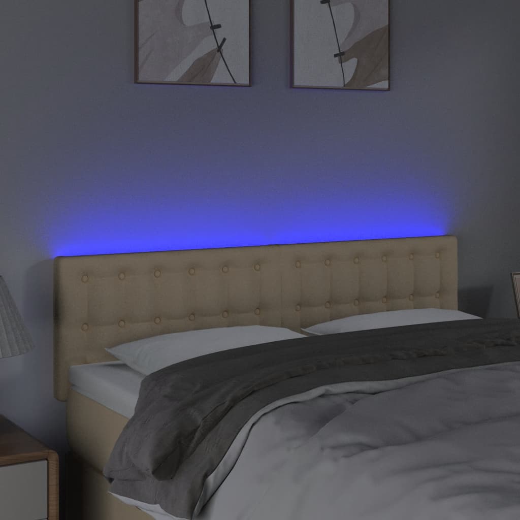 LED uzglavlje krem 144x5x78/88 cm od tkanine