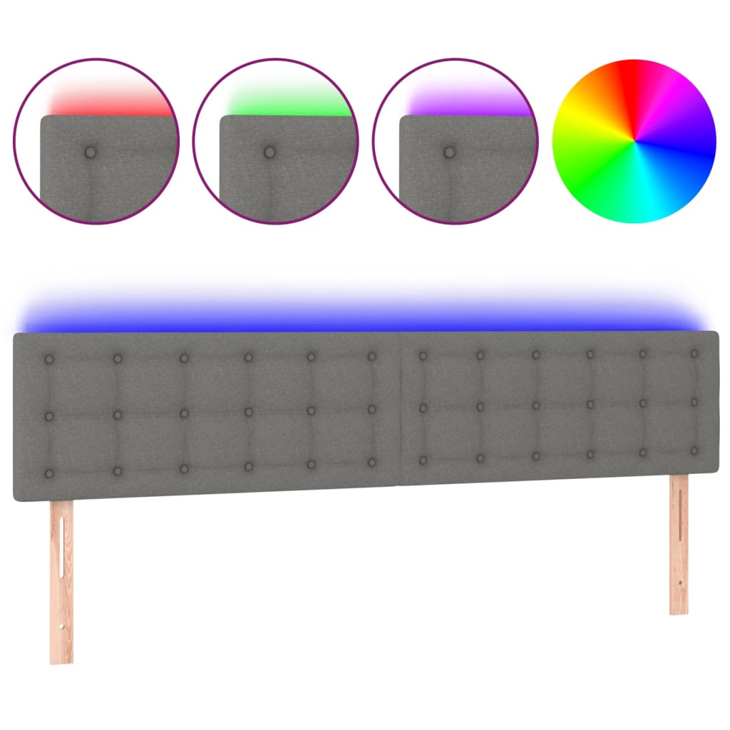 LED uzglavlje tamnosivo 160x5x78/88 cm od tkanine