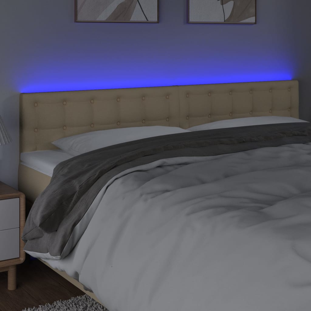 LED uzglavlje krem 160x5x78/88 cm od tkanine