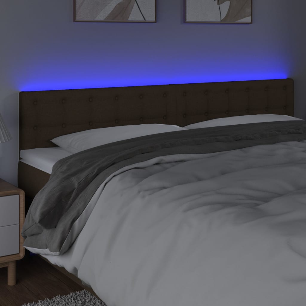 LED uzglavlje tamnosmeđe 180x5x78/88 cm od tkanine