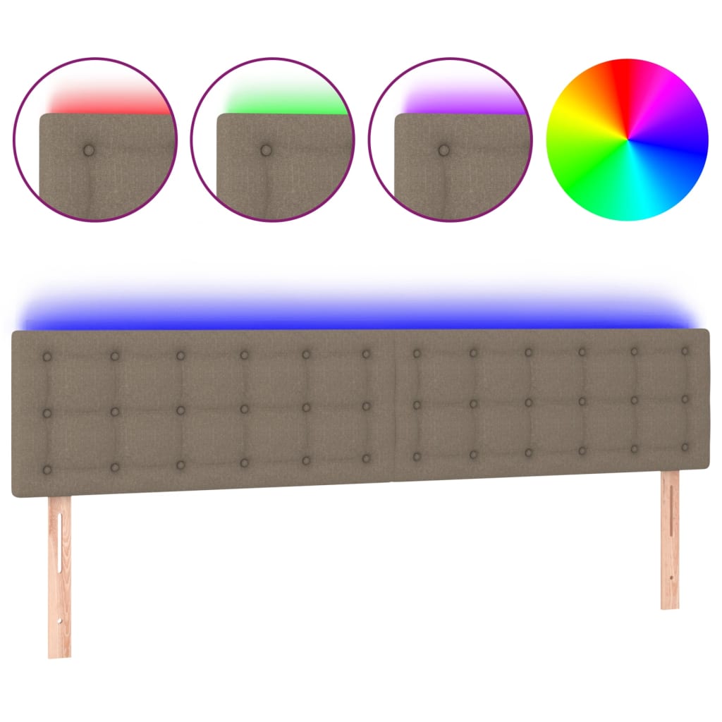 LED uzglavlje smeđesivo 180x5x78/88 cm od tkanine