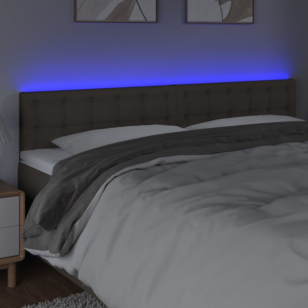 LED uzglavlje smeđesivo 180x5x78/88 cm od tkanine