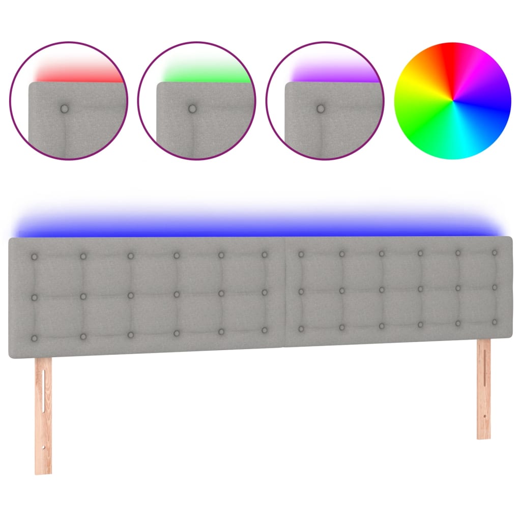 LED uzglavlje svjetlosivo 200x5x78/88 cm od tkanine