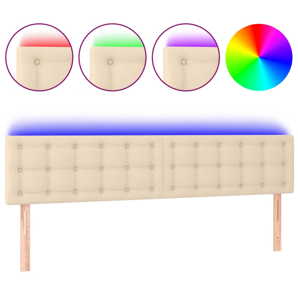 LED uzglavlje krem 200x5x78/88 cm od tkanine