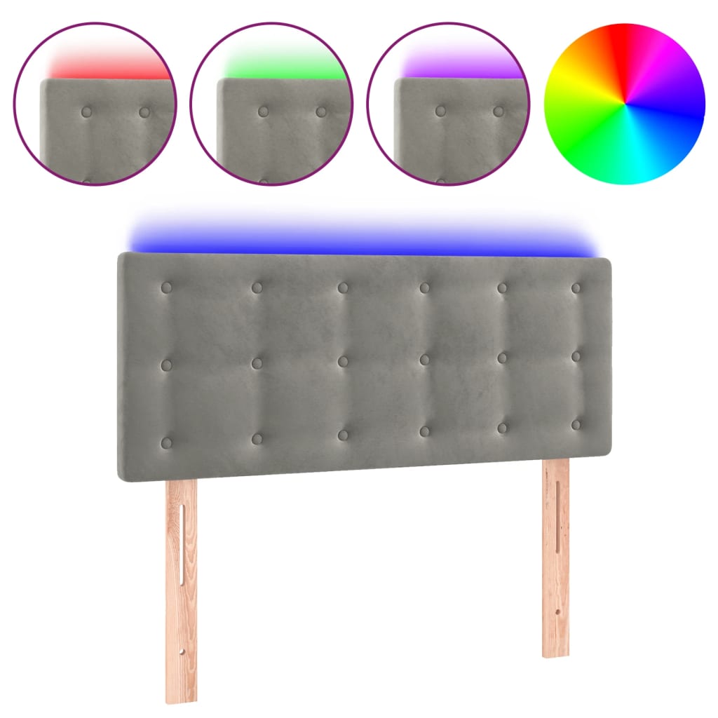 LED uzglavlje svjetlosivo 80 x 5 x 78/88 cm baršunasto