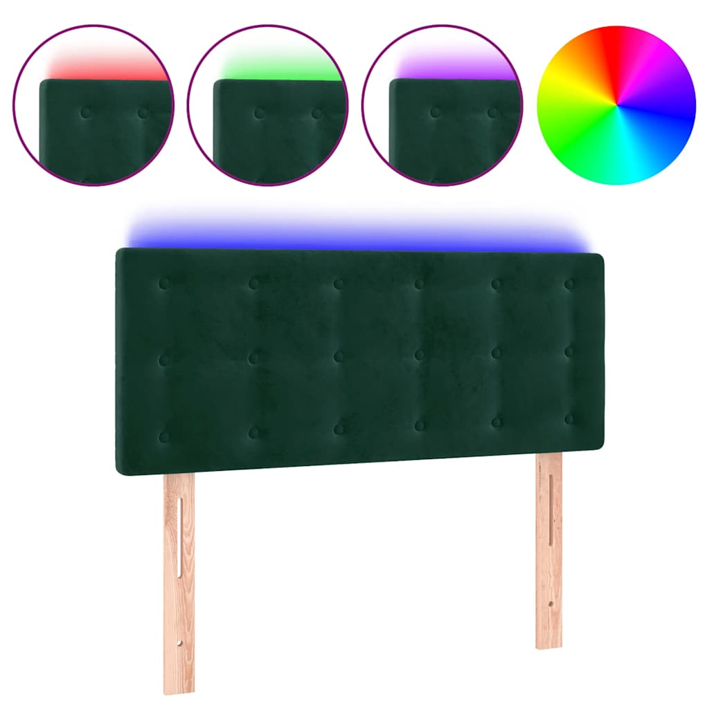 LED uzglavlje tamnozeleno 80 x 5 x 78/88 cm baršunasto