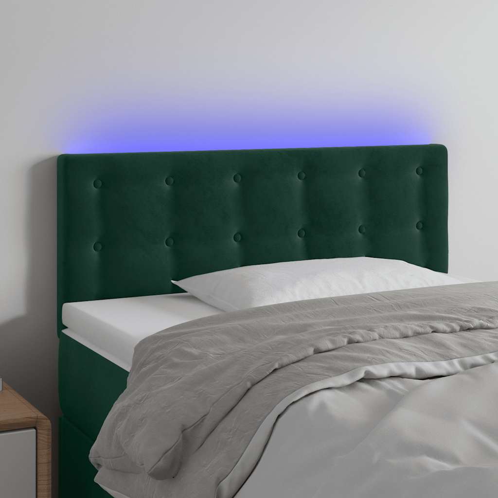 LED uzglavlje tamnozeleno 80 x 5 x 78/88 cm baršunasto