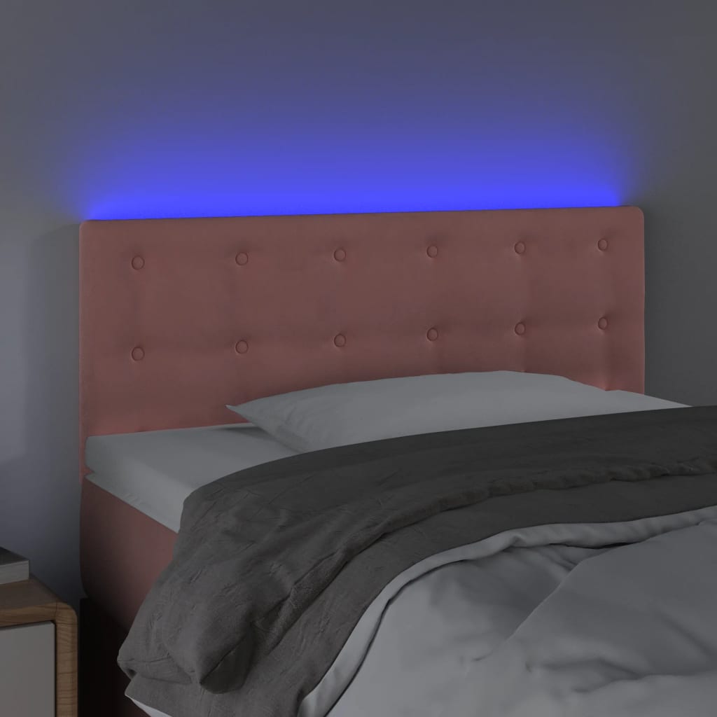 LED uzglavlje ružičasto 80 x 5 x 78/88 cm baršunasto