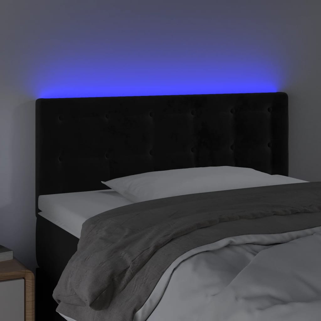 LED uzglavlje crno 90x5x78/88 cm baršunasto