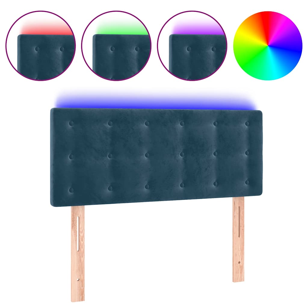 LED uzglavlje tamnoplavo 90x5x78/88 cm baršunasto