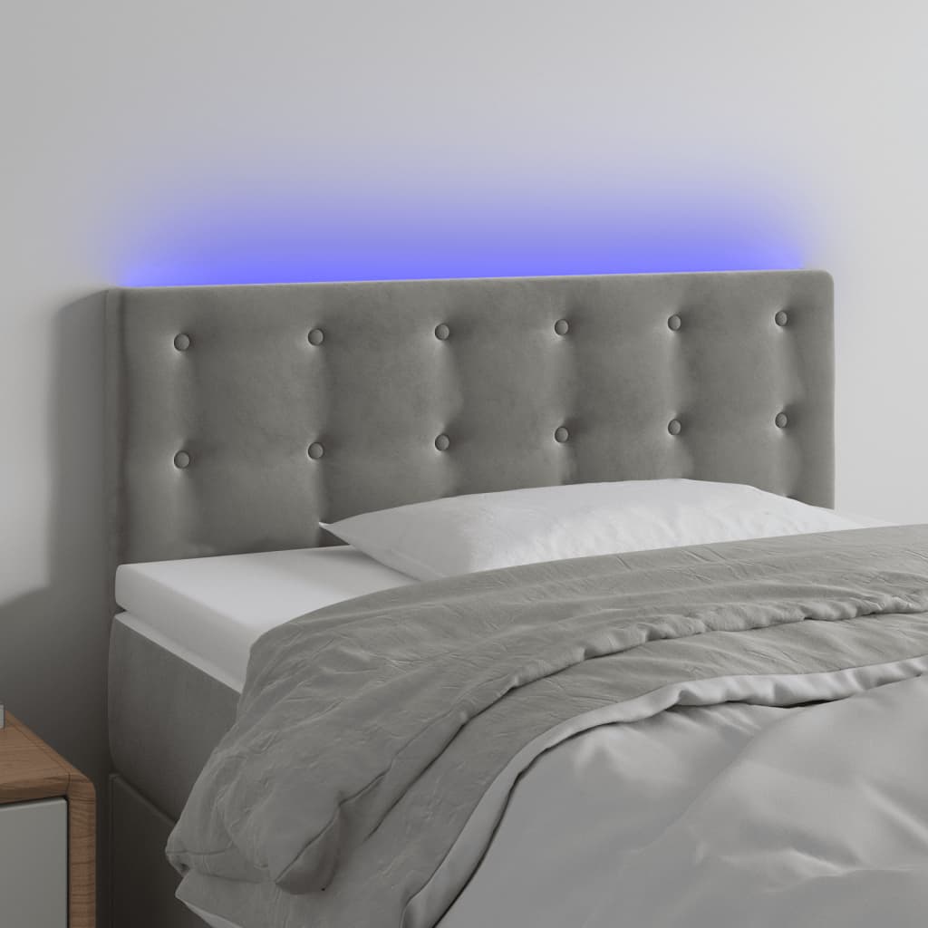 LED uzglavlje svjetlosivo 100x5x78/88 cm baršunasto