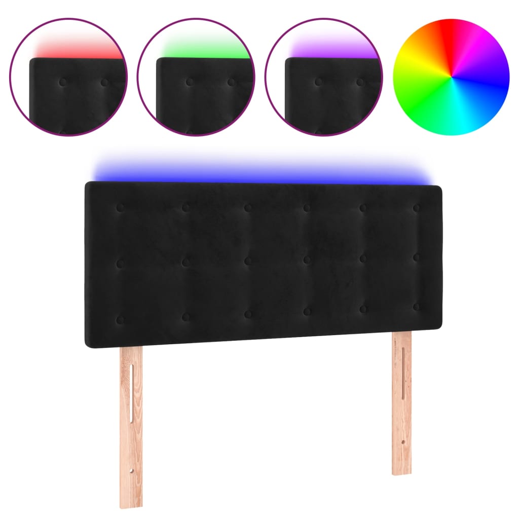 LED uzglavlje crno 100x5x78/88 cm baršunasto