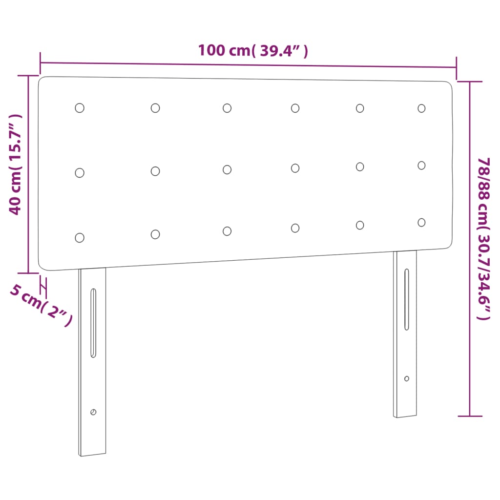 LED uzglavlje crno 100x5x78/88 cm baršunasto