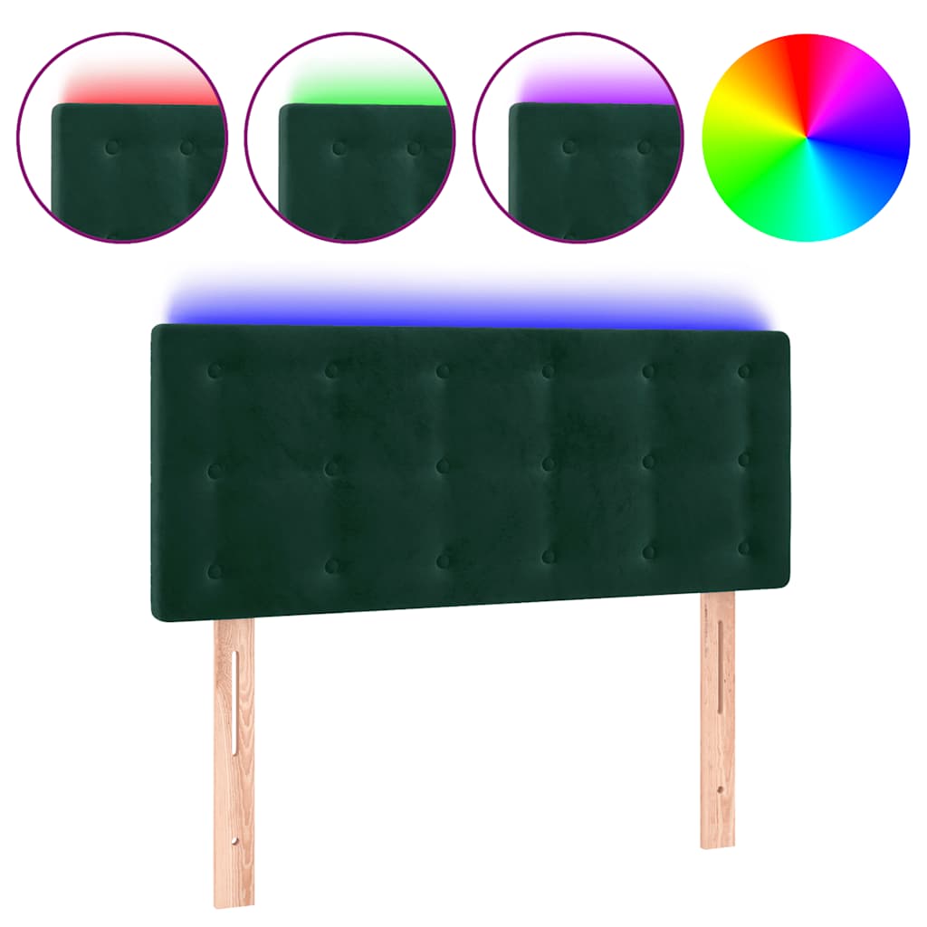 LED uzglavlje tamnozeleno 100x5x78/88 cm baršunasto