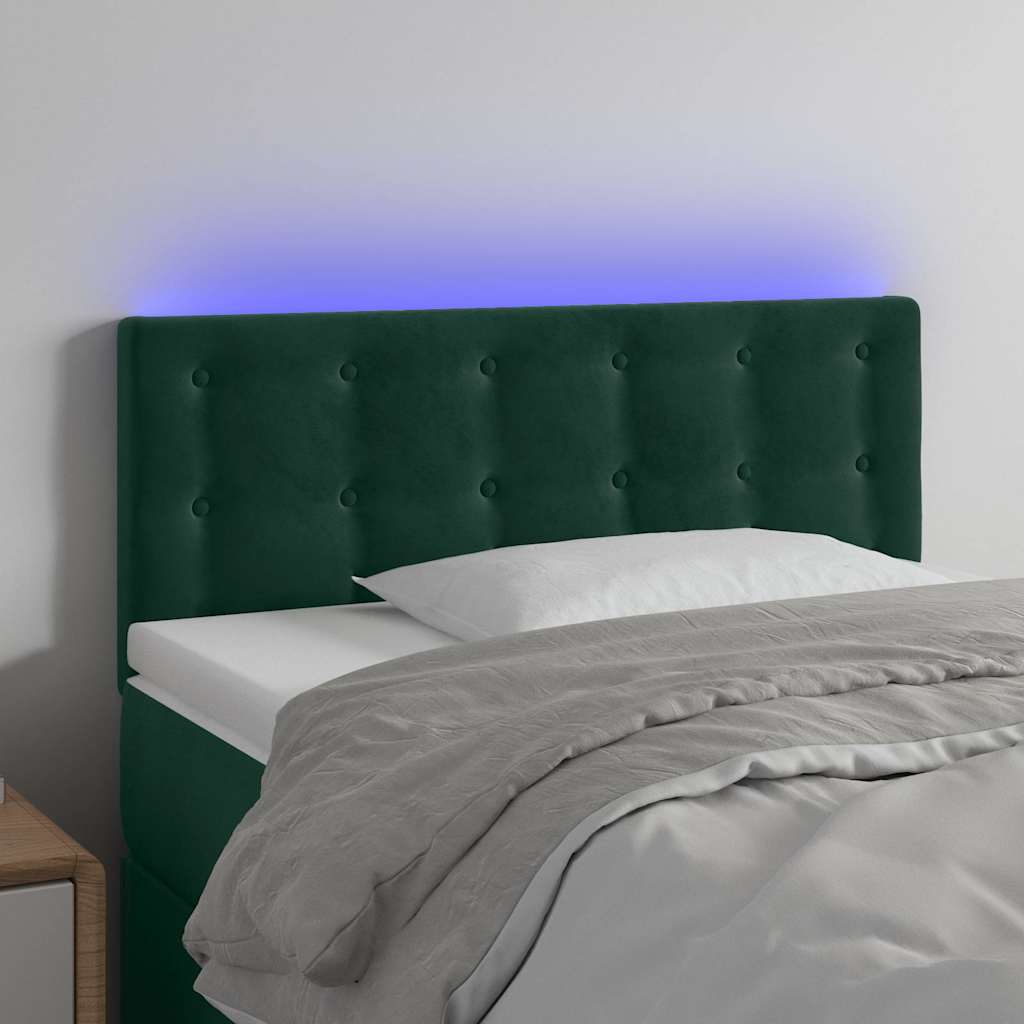 LED uzglavlje tamnozeleno 100x5x78/88 cm baršunasto