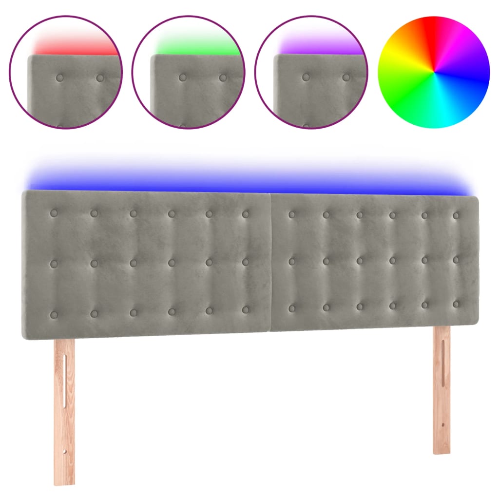 LED uzglavlje svjetlosivo 144x5x78/88 cm baršunasto