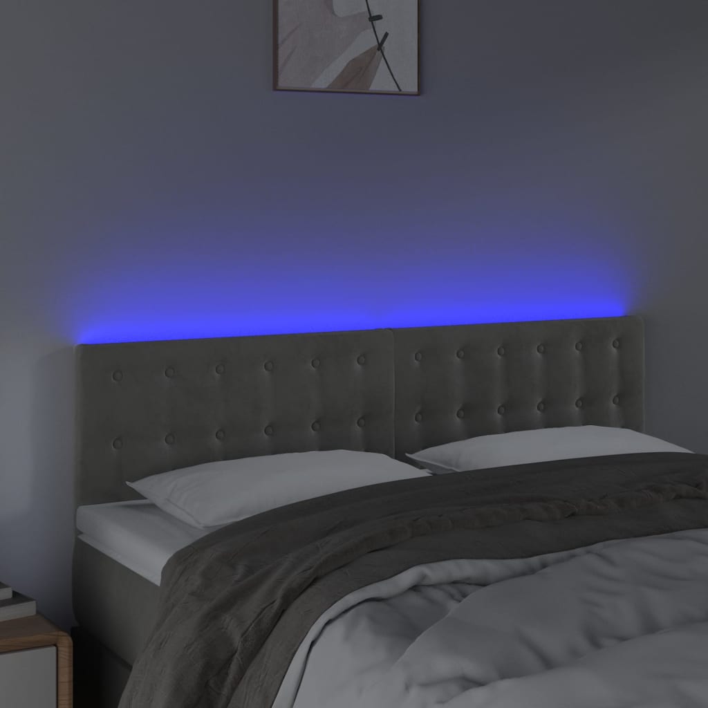 LED uzglavlje svjetlosivo 144x5x78/88 cm baršunasto