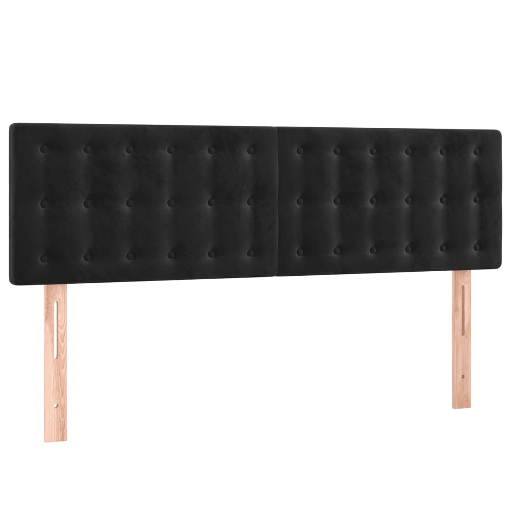 LED uzglavlje crno 144x5x78/88 cm baršunasto
