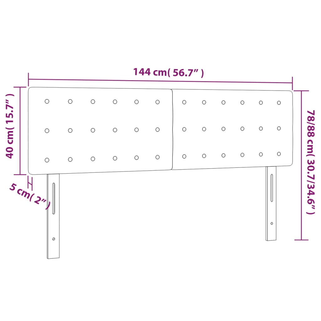 LED uzglavlje crno 144x5x78/88 cm baršunasto
