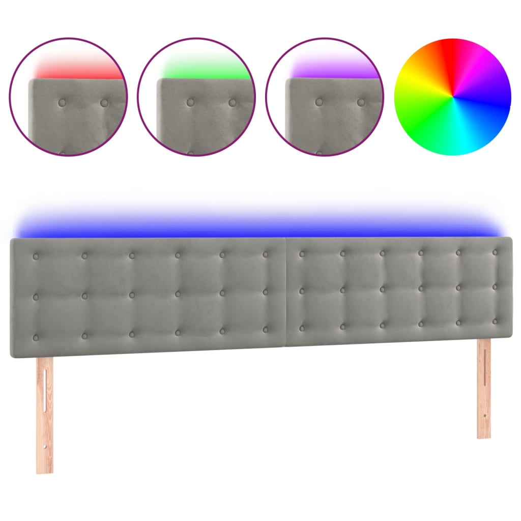 LED uzglavlje svjetlosivo 160x5x78/88 cm baršunasto