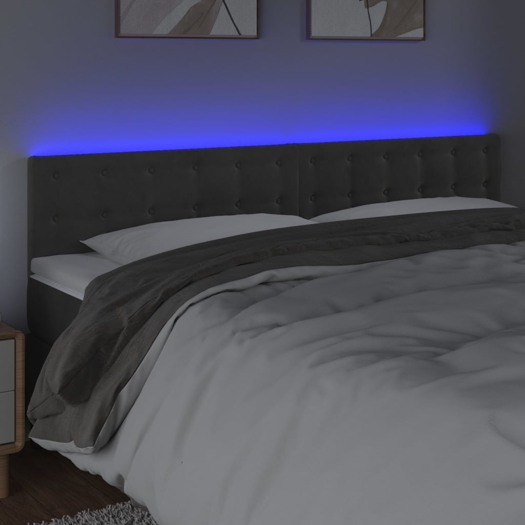 LED uzglavlje tamnosivo 160x5x78/88 cm baršunasto