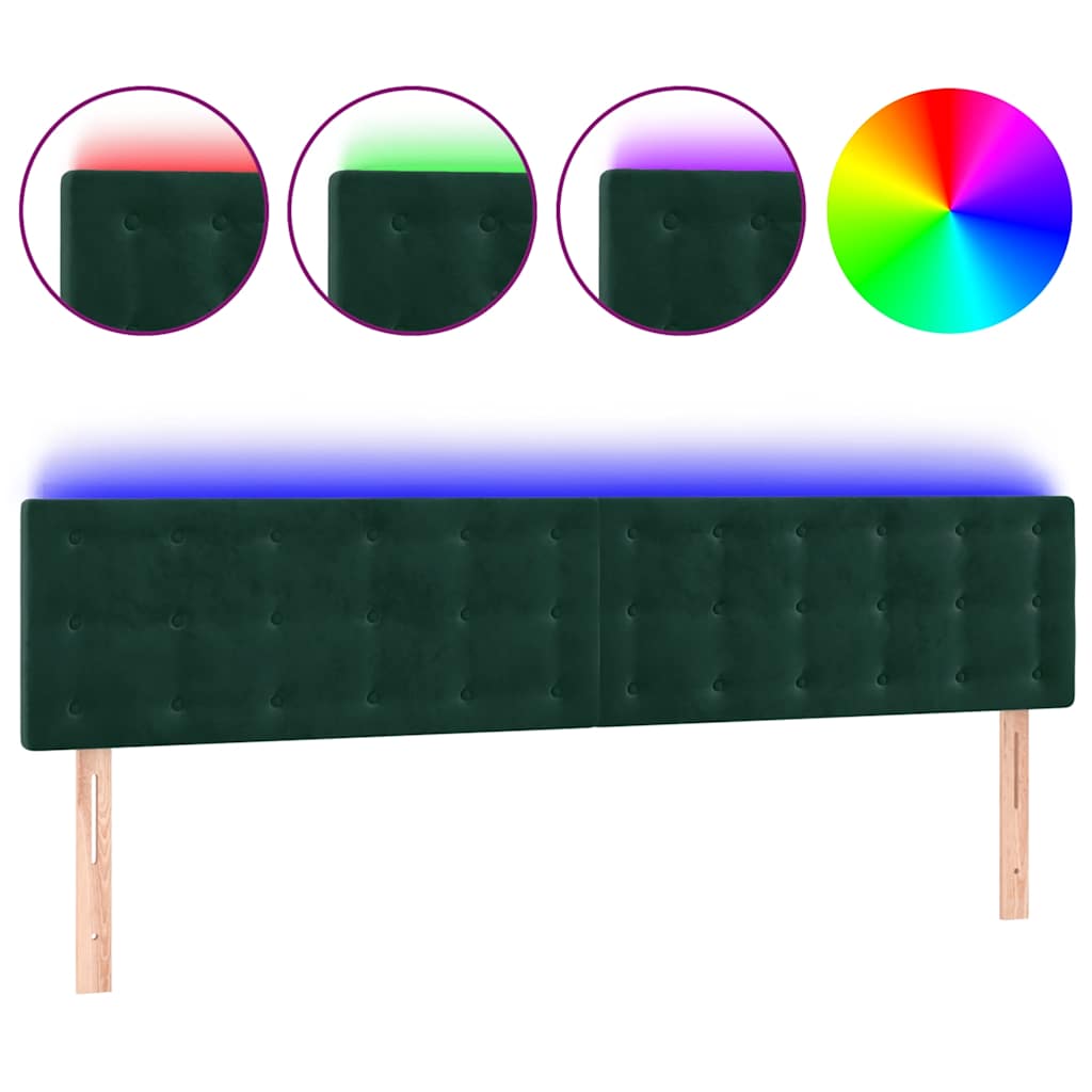LED uzglavlje tamnozeleno 160x5x78/88 cm baršunasto
