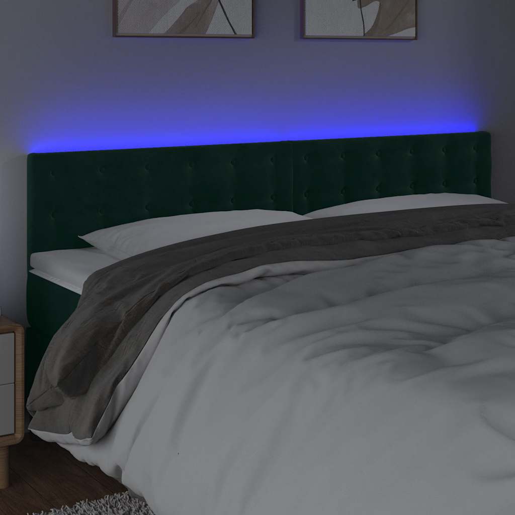 LED uzglavlje tamnozeleno 160x5x78/88 cm baršunasto