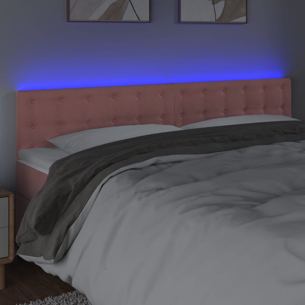 LED uzglavlje ružičasto 160x5x78/88 cm baršunasto