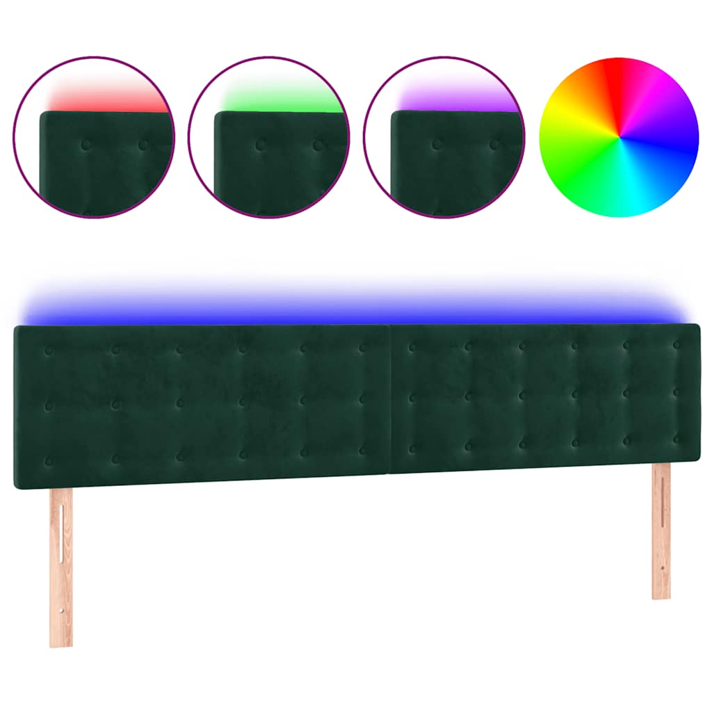 LED uzglavlje tamnozeleno 180x5x78/88 cm baršunasto