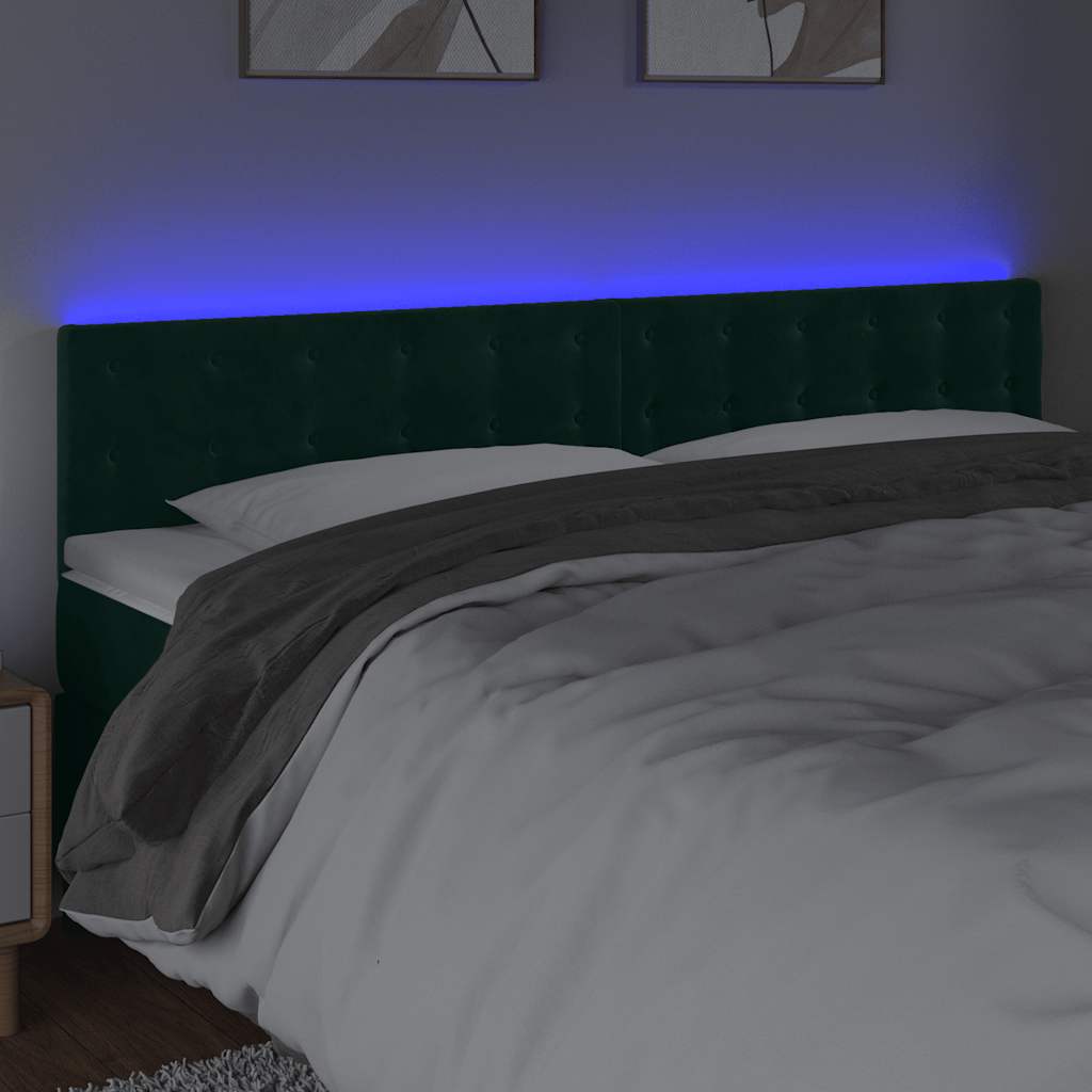 LED uzglavlje tamnozeleno 180x5x78/88 cm baršunasto