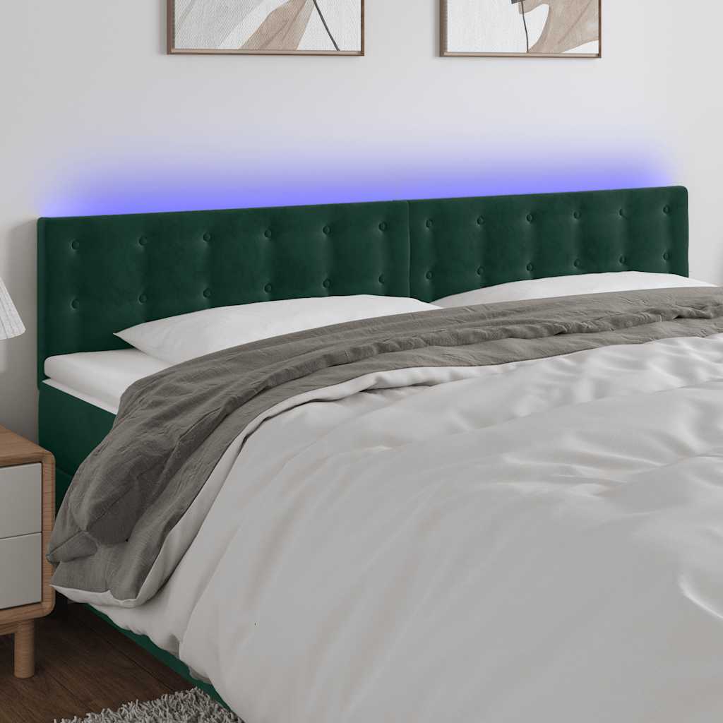 LED uzglavlje tamnozeleno 180x5x78/88 cm baršunasto