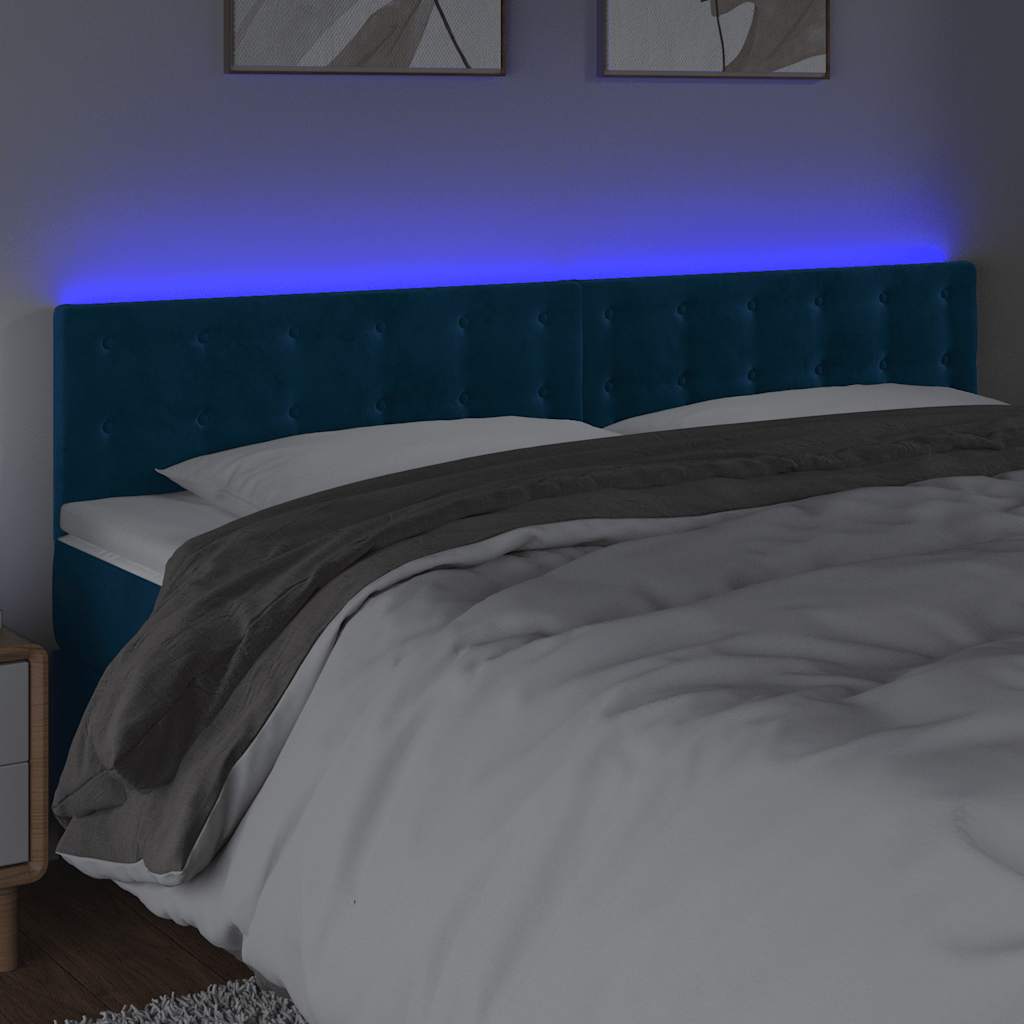 LED uzglavlje tamnoplavo 180x5x78/88 cm baršunasto