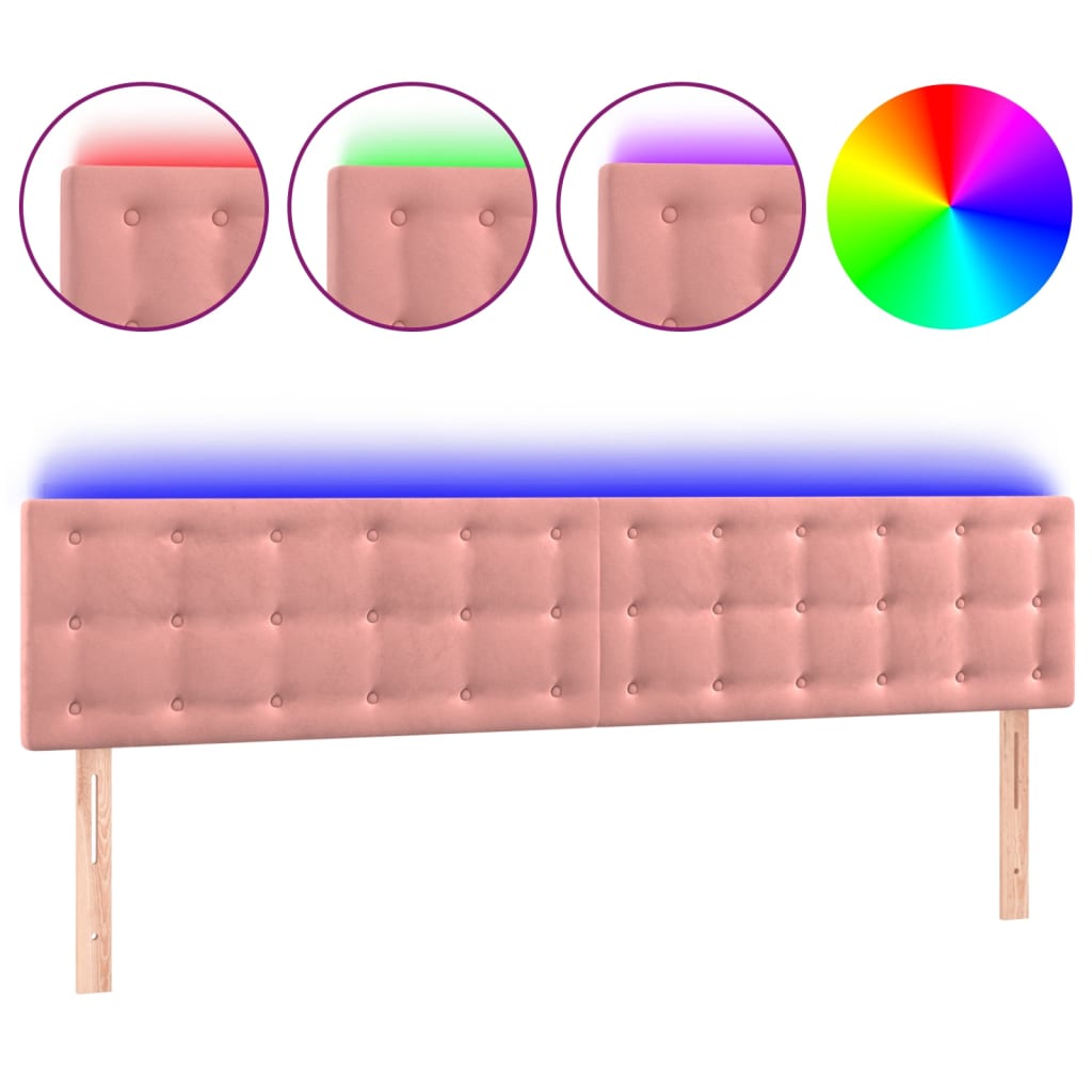 LED uzglavlje ružičasto 200x5x78/88 cm baršunasto