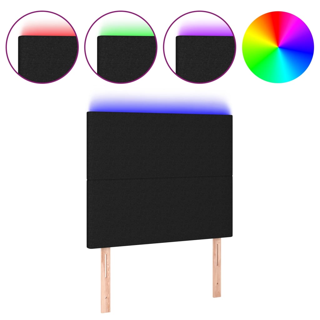 LED uzglavlje crno 80x5x118/128 cm od tkanine