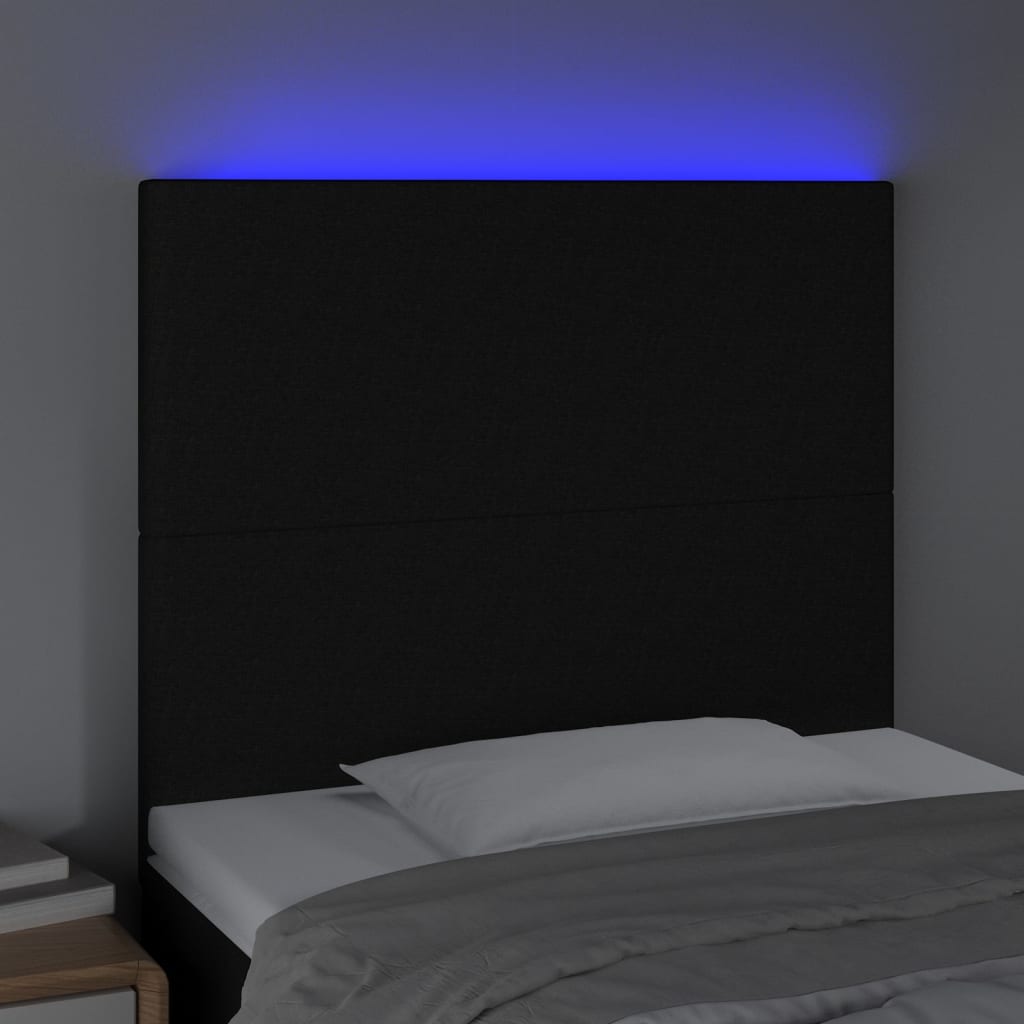 LED uzglavlje crno 80x5x118/128 cm od tkanine
