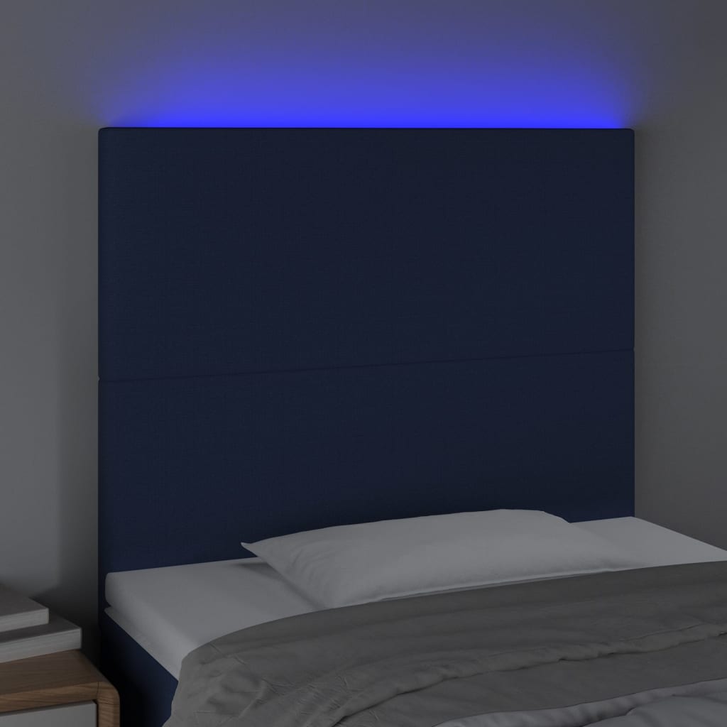 LED uzglavlje plavo 90x5x118/128 cm od tkanine