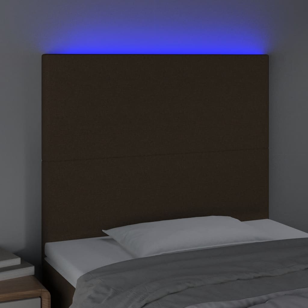 LED uzglavlje tamnosmeđe 100x5x118/128 cm od tkanine