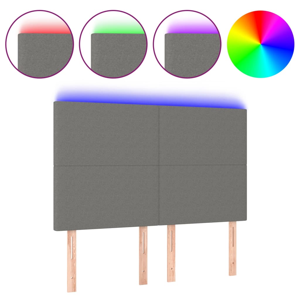 LED uzglavlje tamnosivo 144x5x118 cm od tkanine