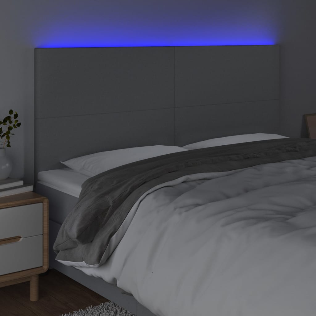 LED uzglavlje svjetlosivo 160x5x118/128 cm od tkanine