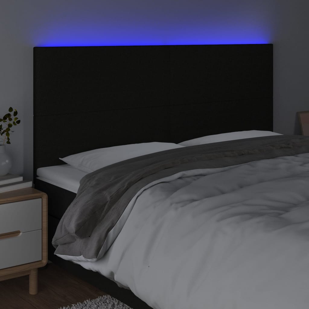 LED uzglavlje crno 180x5x118/128 cm od tkanine