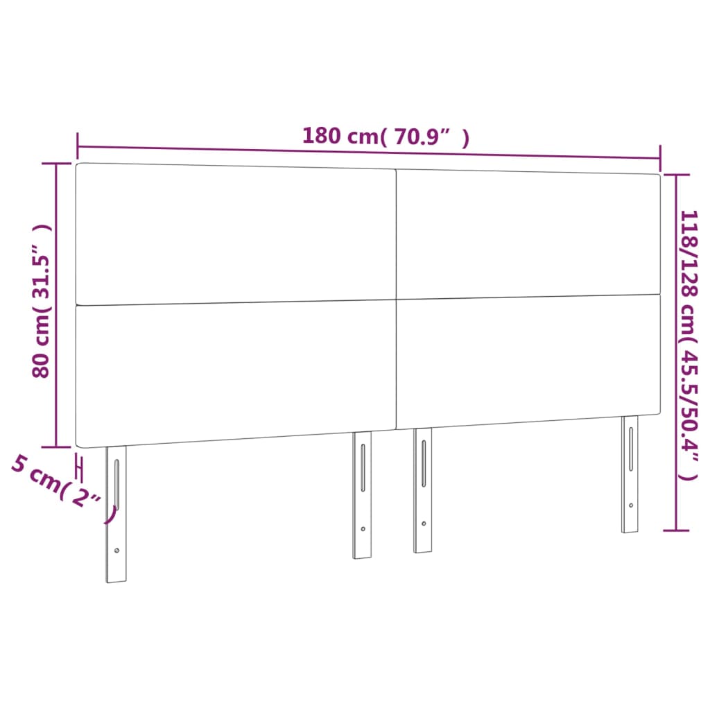 LED uzglavlje crno 180x5x118/128 cm od tkanine