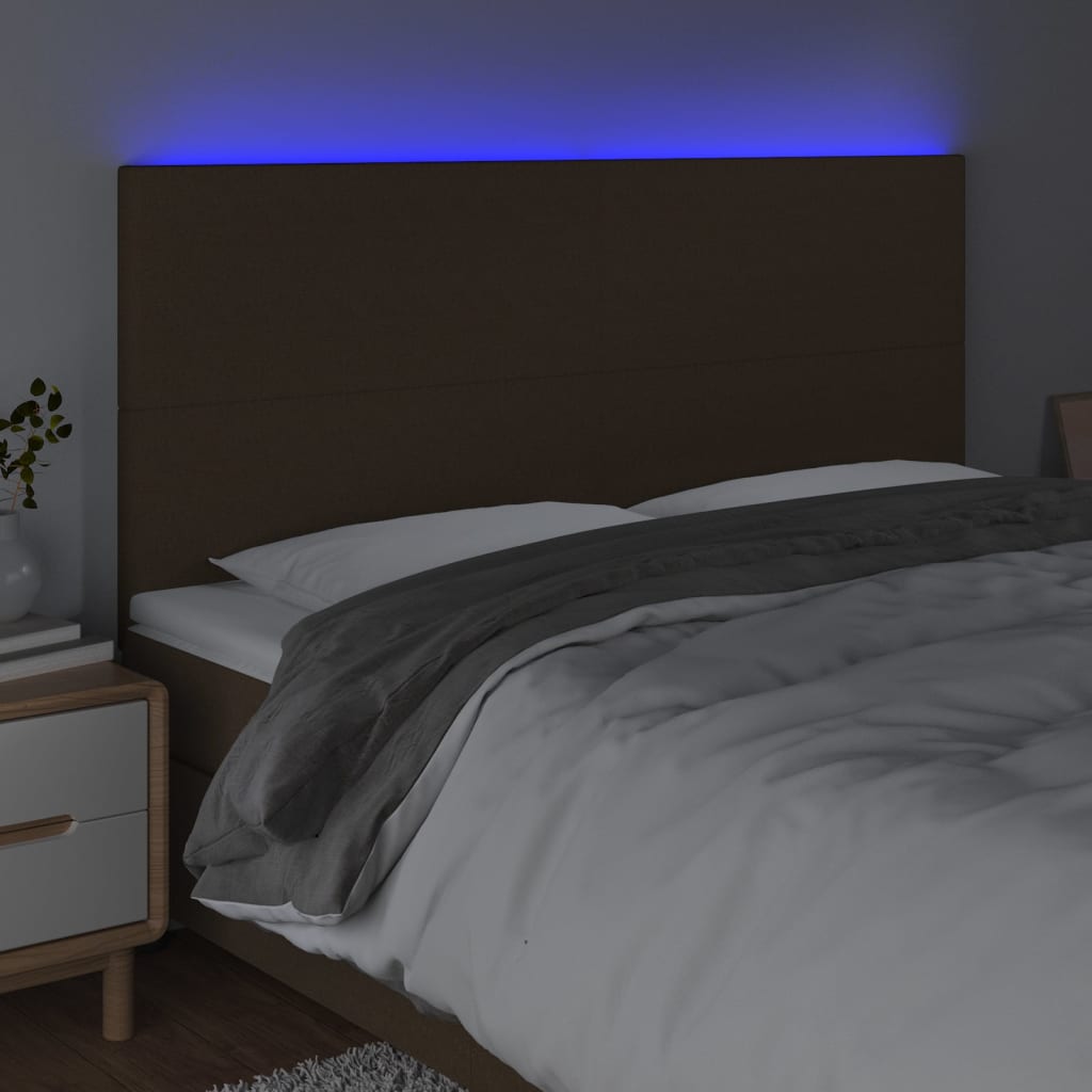 LED uzglavlje tamnosmeđe 180x5x118/128 cm od tkanine
