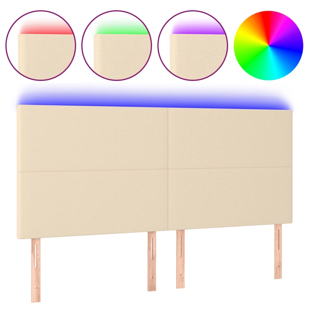 LED uzglavlje krem 180x5x118/128 cm od tkanine