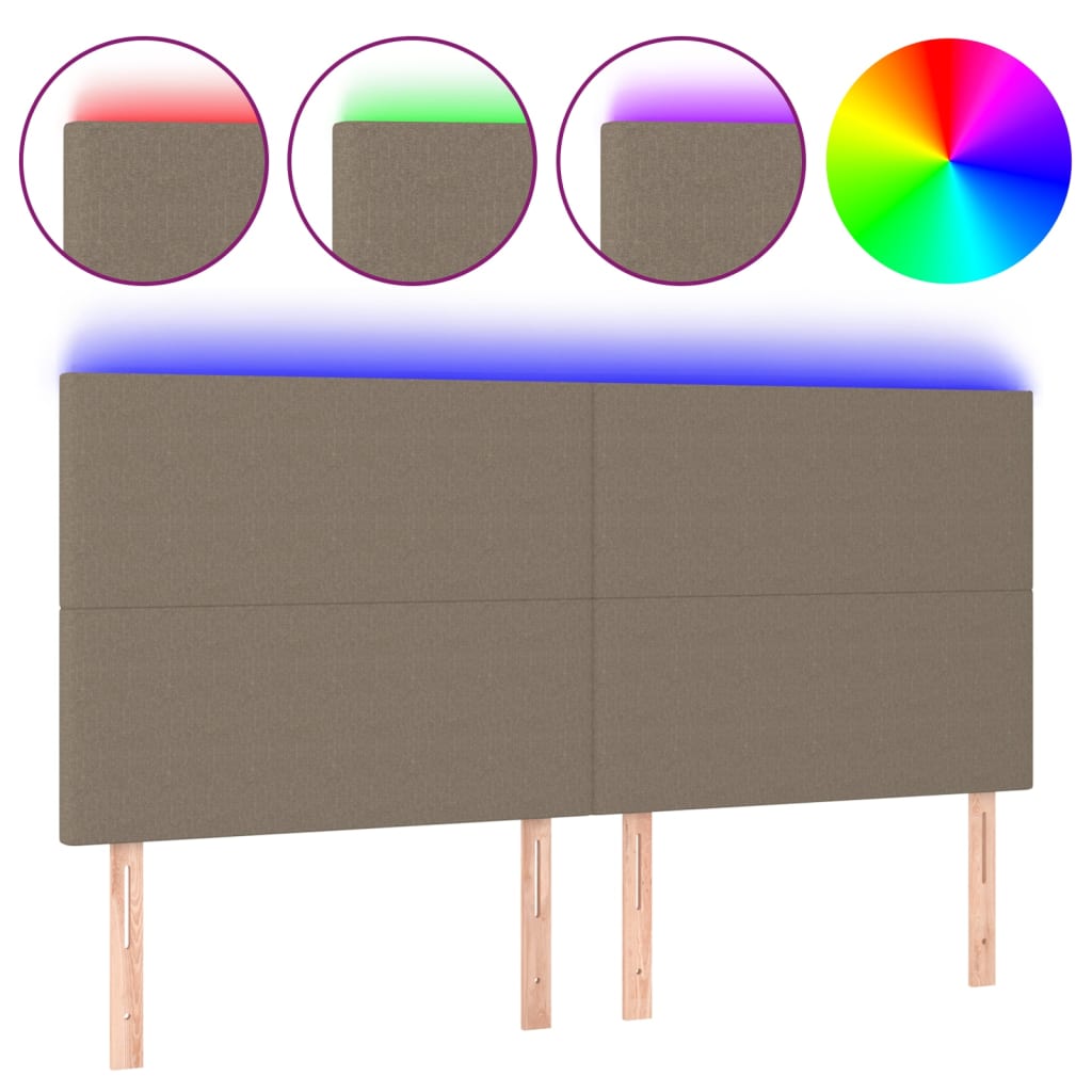 LED uzglavlje smeđesivo 200x5x118/128 cm od tkanine