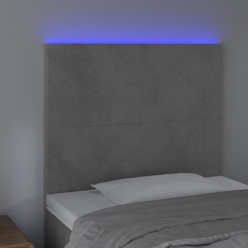 LED uzglavlje svjetlosivo 80x5x118/128 cm baršunasto