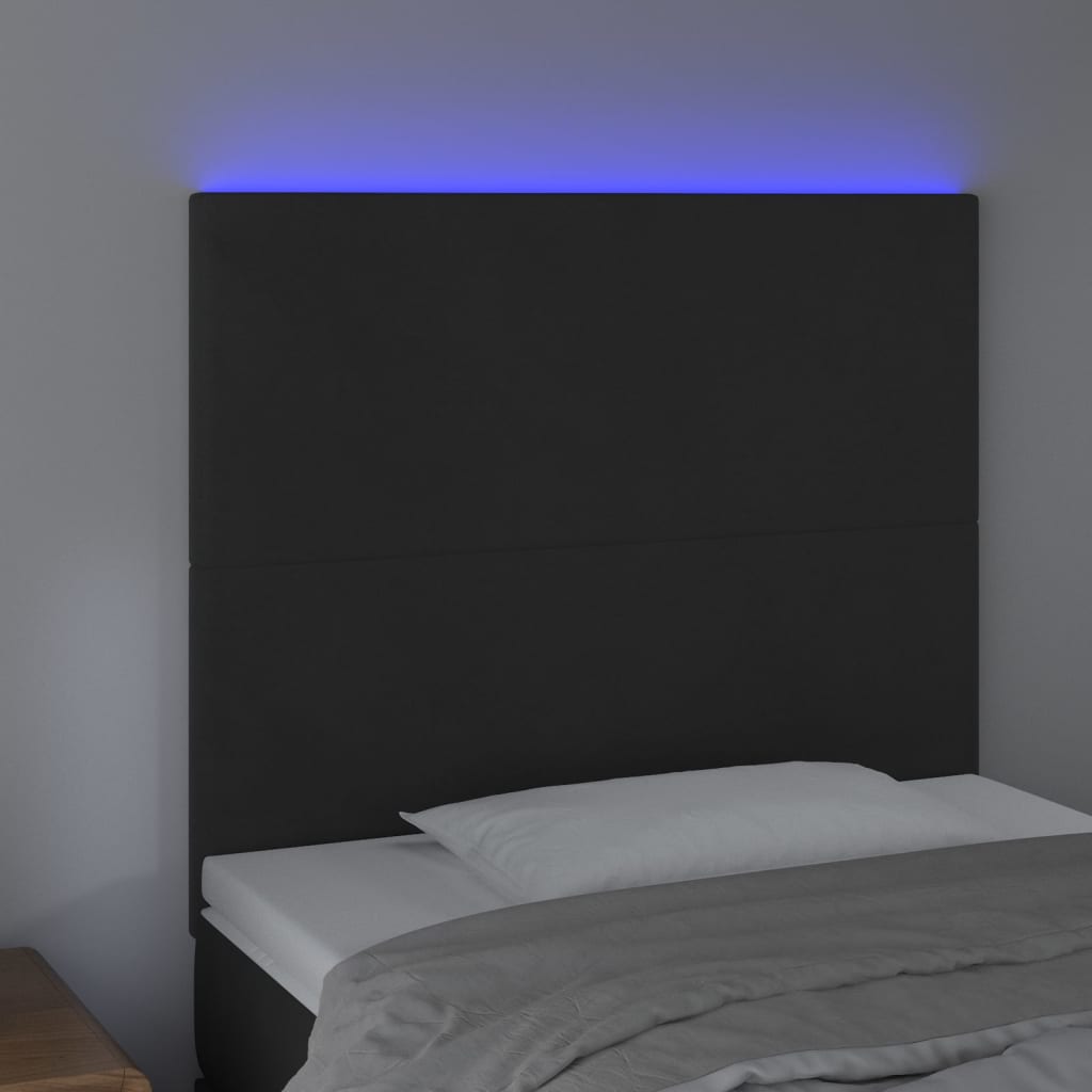 LED uzglavlje crno 80x5x118/128 cm baršunasto