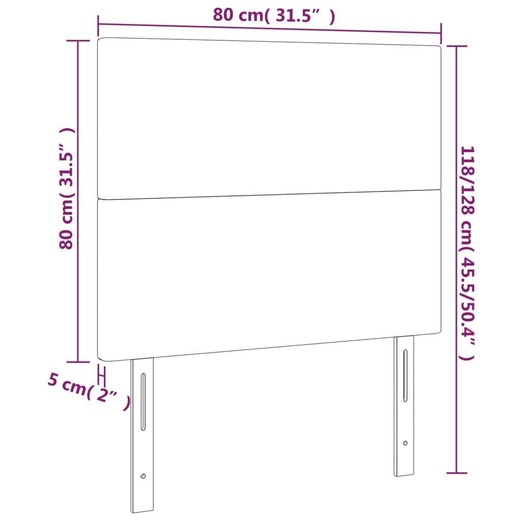 LED uzglavlje crno 80x5x118/128 cm baršunasto